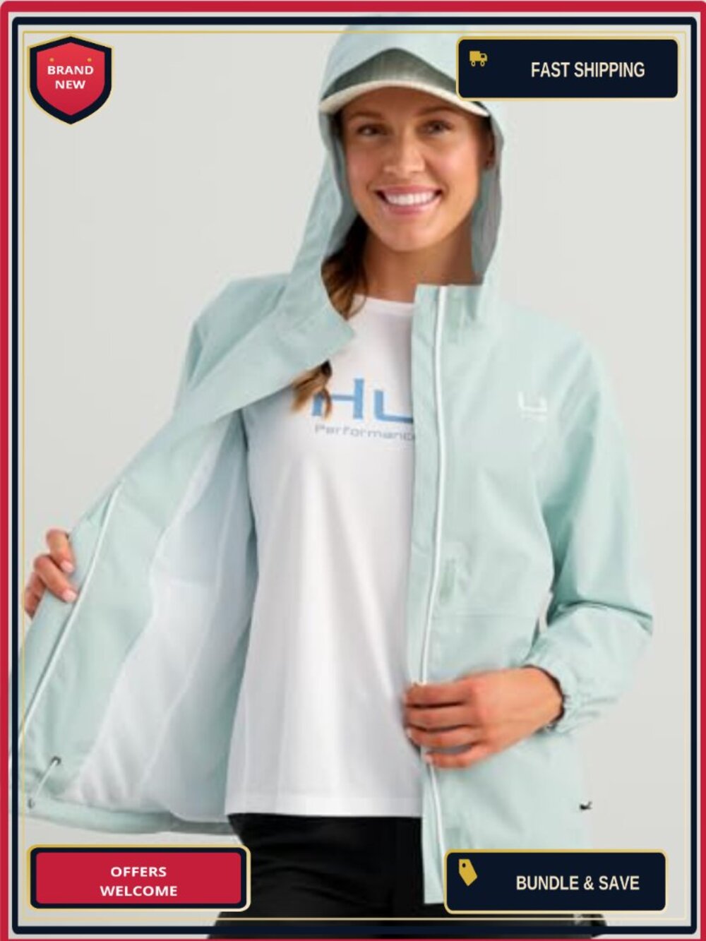 Waterproof Windproof Breathable Rain Coat Jacket with Hood - Picture 4 of 6